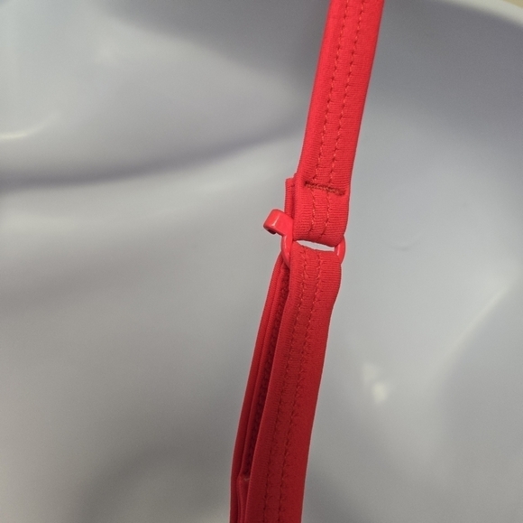 Adidas Cross Back Triangle bikini Top Neon Red & White 8 - Picture 8 of 15